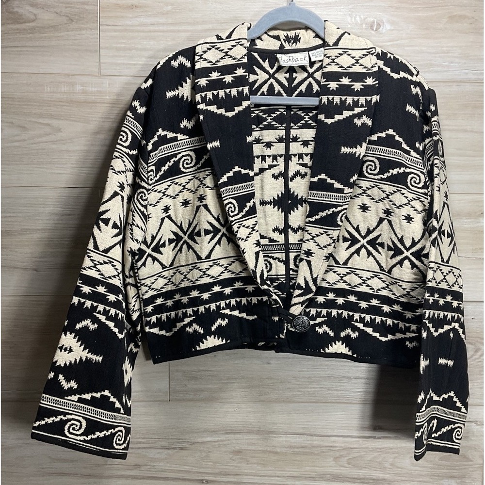 Vintage Flashback Aztec Southwest Button Front Jacket Size Large Boho Western